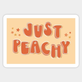 Just Peachy + stars - retro font and colors with vintage slang Sticker